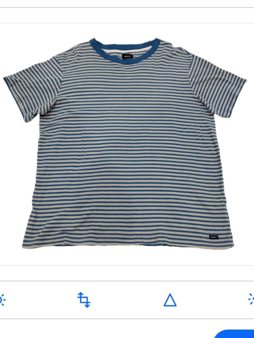 RVCA Men's Large Blue & Gray Stripes T-shirt 100% Organic Cotton